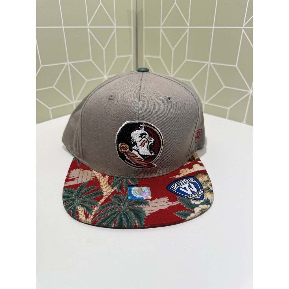Top Of The World Florida State Seminoles Snapback Cap Gray Hawaiian Flat Brim